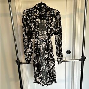 Floral Black and White Dress